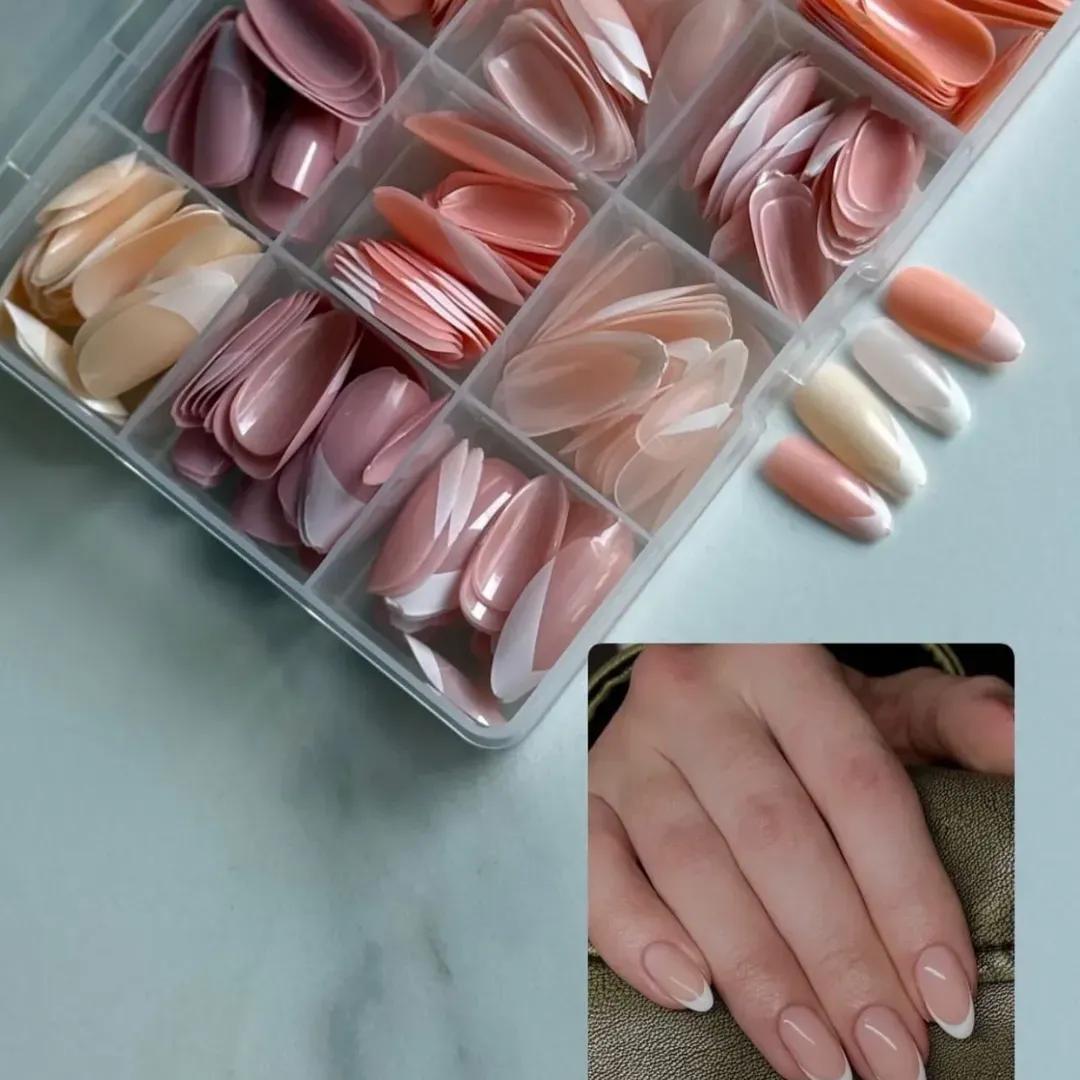 French Style Nails ABS Plastic Multicolor Nude 144pcs