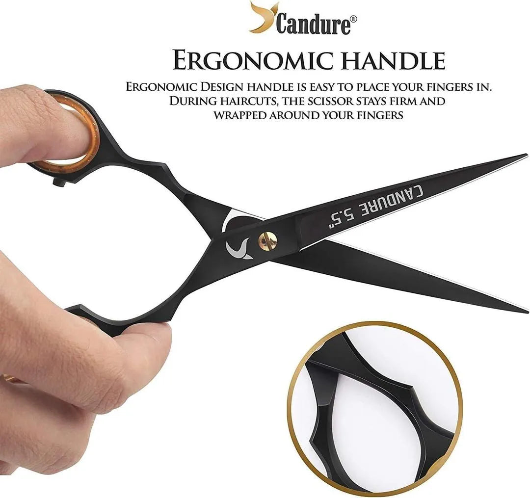Stainless Steel Hair Scissors Black Gold Travel Grooming
