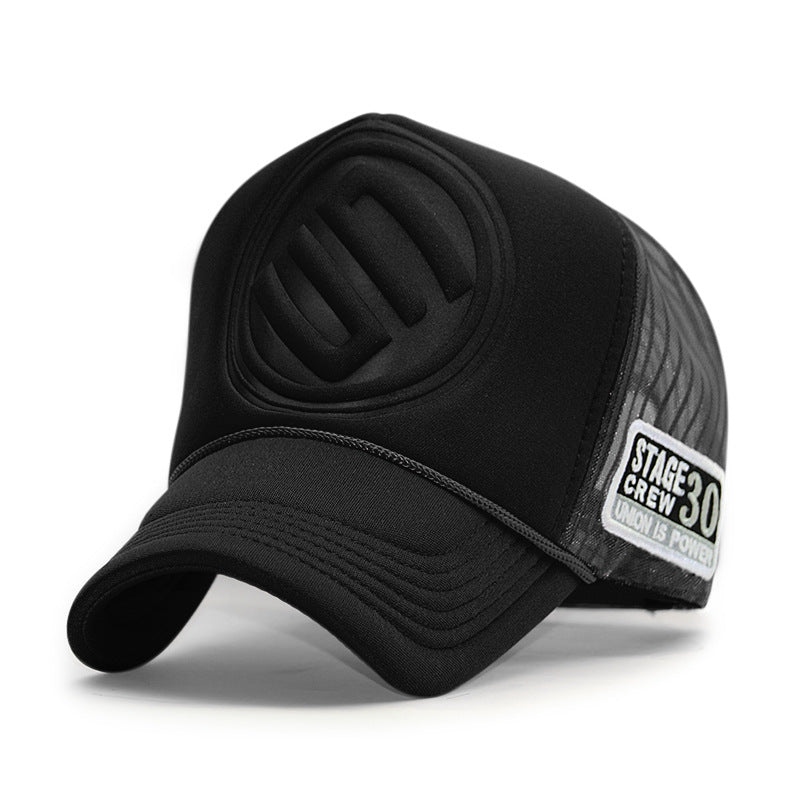 Men & Women Black Mesh Baseball Cap with Logo Patch