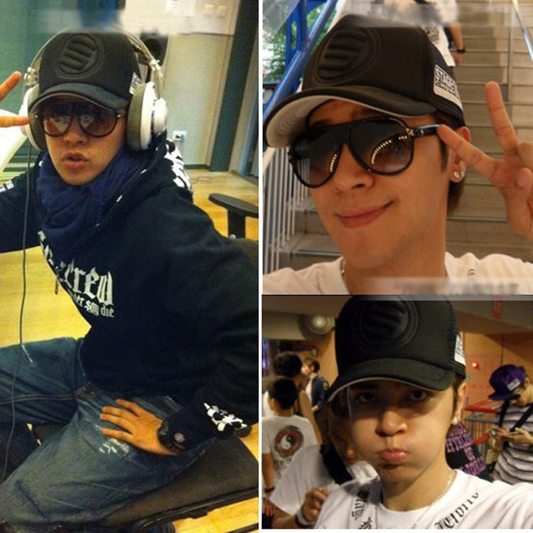 Men & Women Black Mesh Baseball Cap with Logo Patch