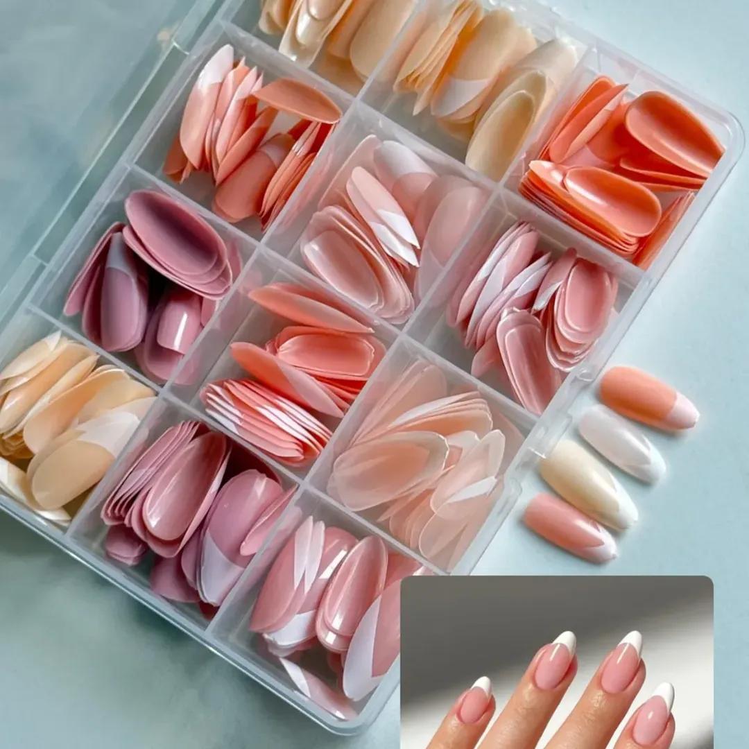 French Style Nails ABS Plastic Multicolor Nude 144pcs