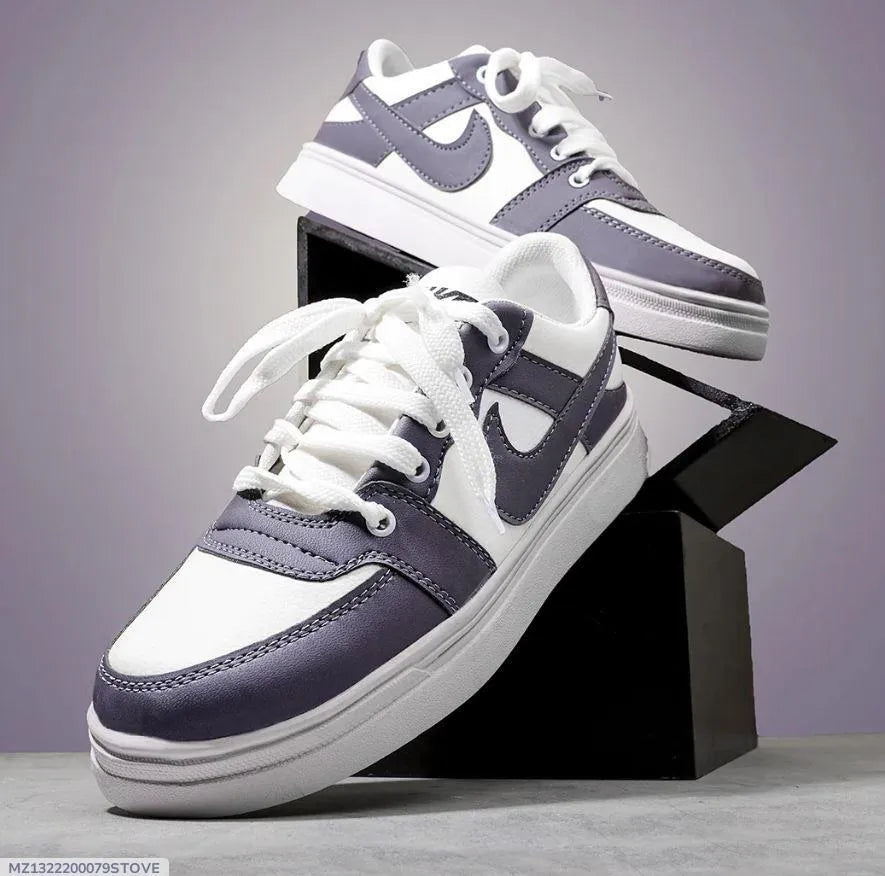 Men's Grey Rexine Fancy Sneakers All Season Comfortable Walking Running