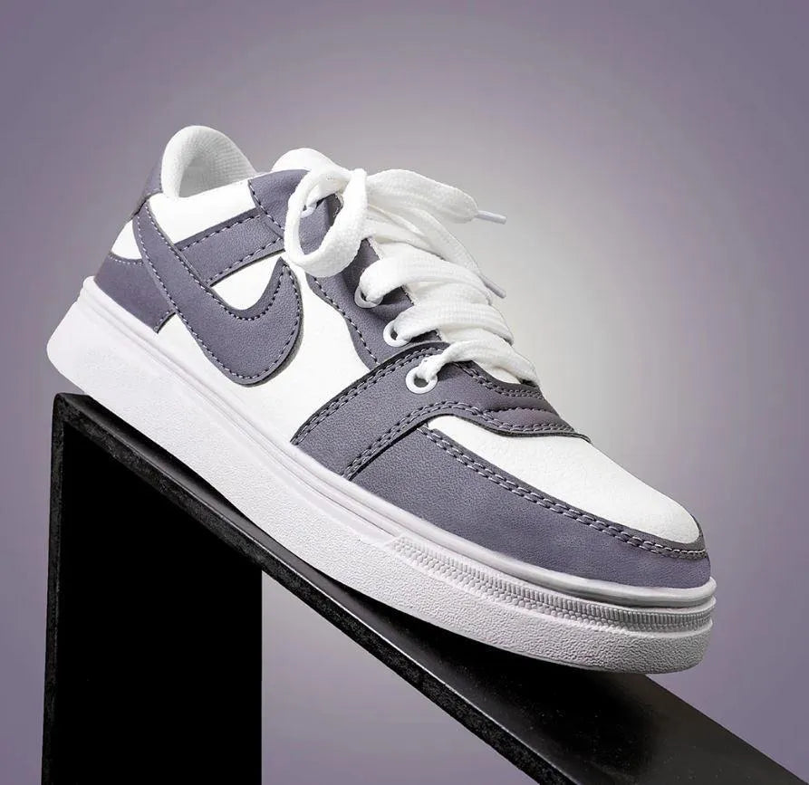 Men's Grey Rexine Fancy Sneakers All Season Comfortable Walking Running