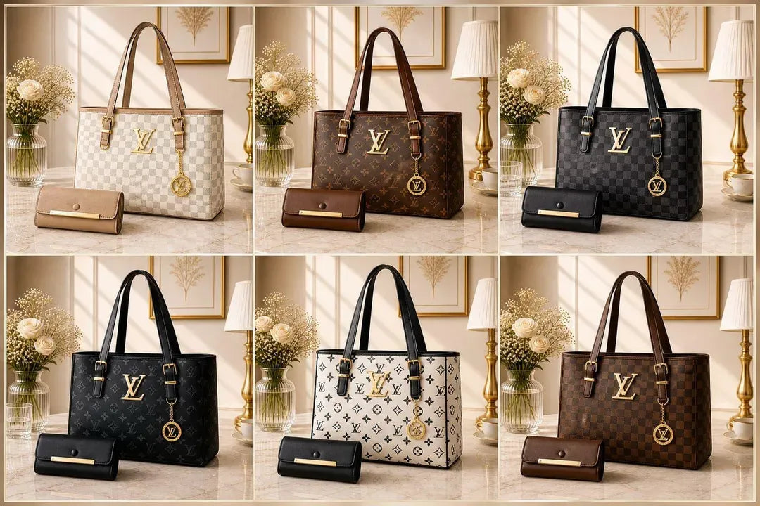 Louis Vuitton LV5070 Women's Shoulder Bag Set Brown White