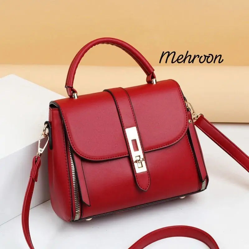 Stylish Women's Leather Shoulder Bag - 1 Pc in Brown with Plain Pattern