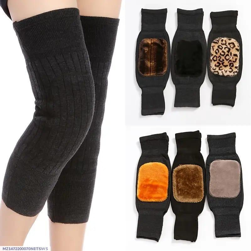 Unisex Wool Leg Warmers Black 2 Pcs Winter Cozy