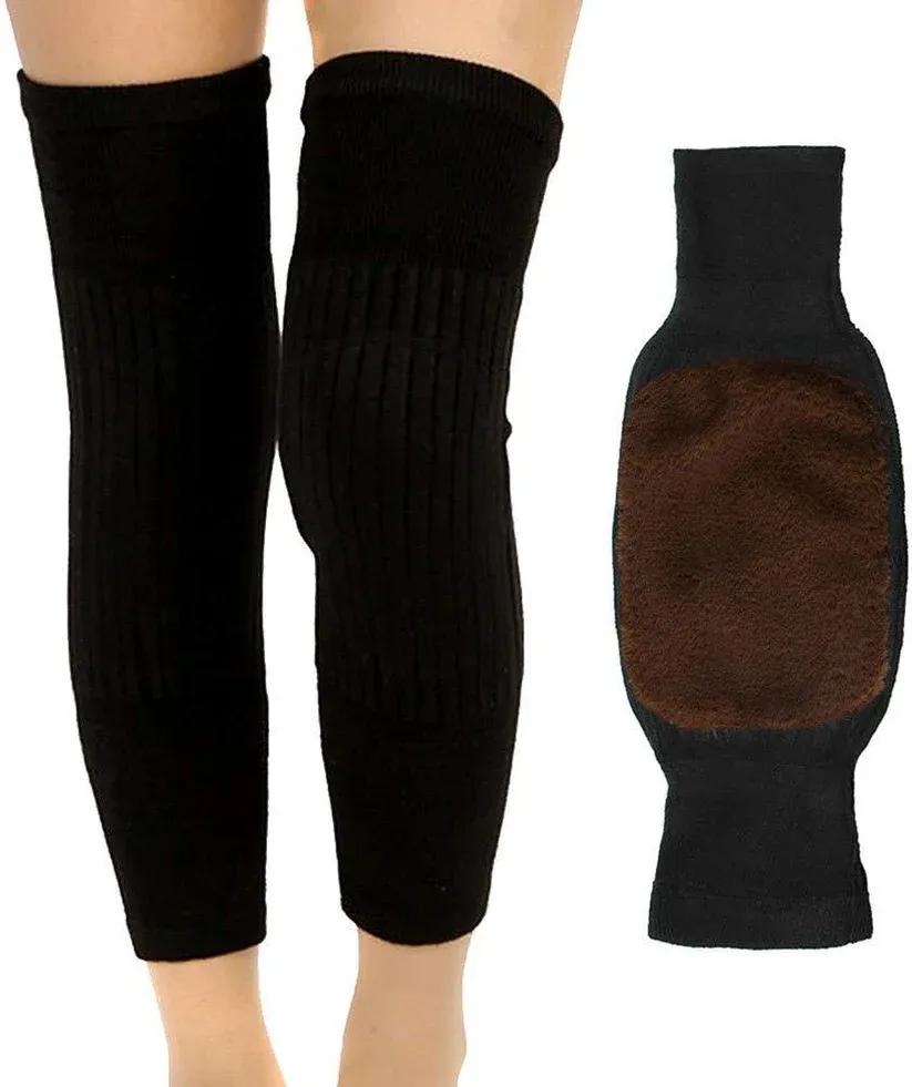Unisex Wool Leg Warmers Black 2 Pcs Winter Cozy