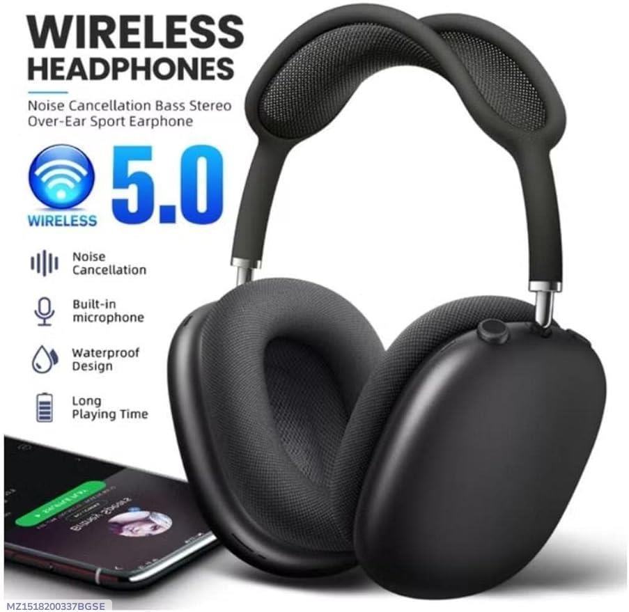 Black Wireless Headphones with Fast Charge & Durable ABS Body