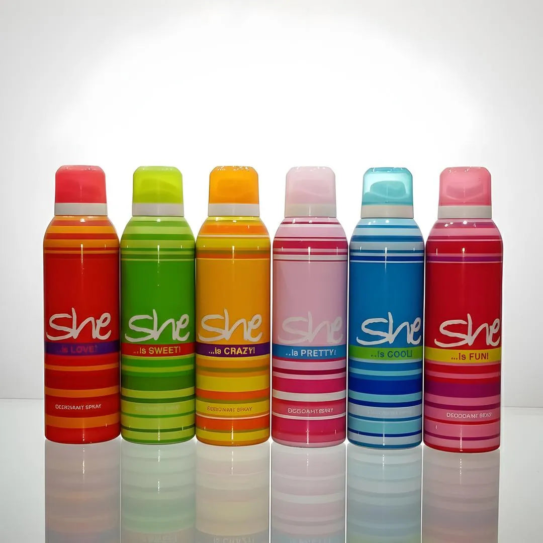 She Deodorant Body Spray 200ml Long Lasting Citrus Multicolor