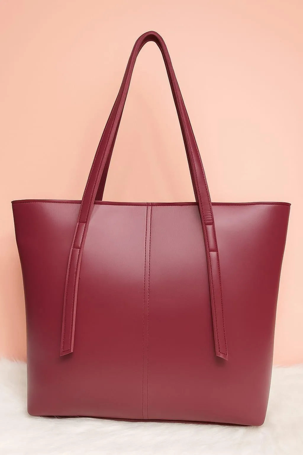 Women's Brown Leather Tote Bag with Zipper Pocket