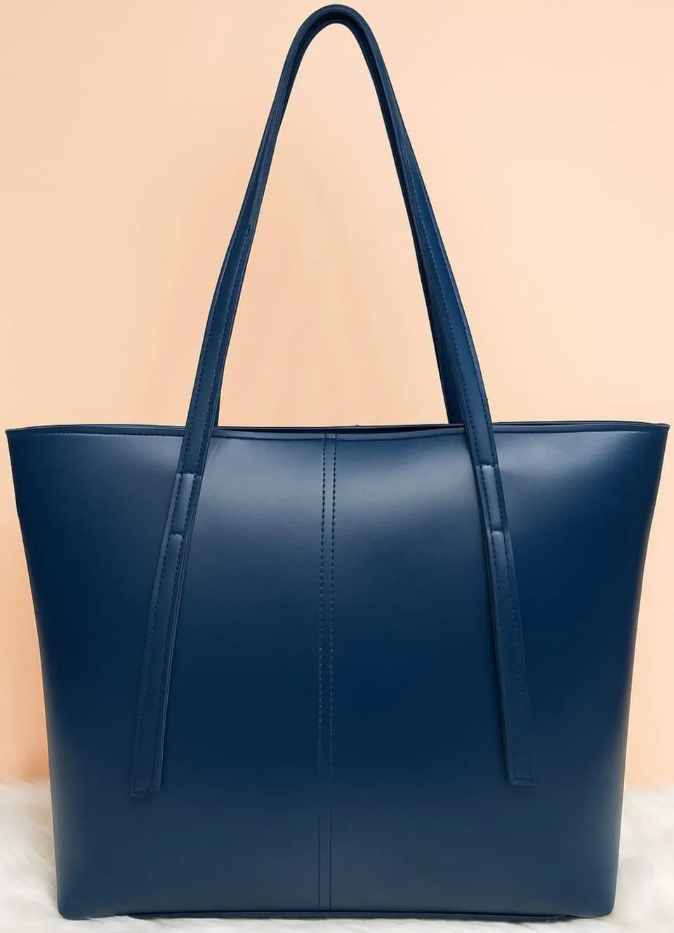 Women's Brown Leather Tote Bag with Zipper Pocket