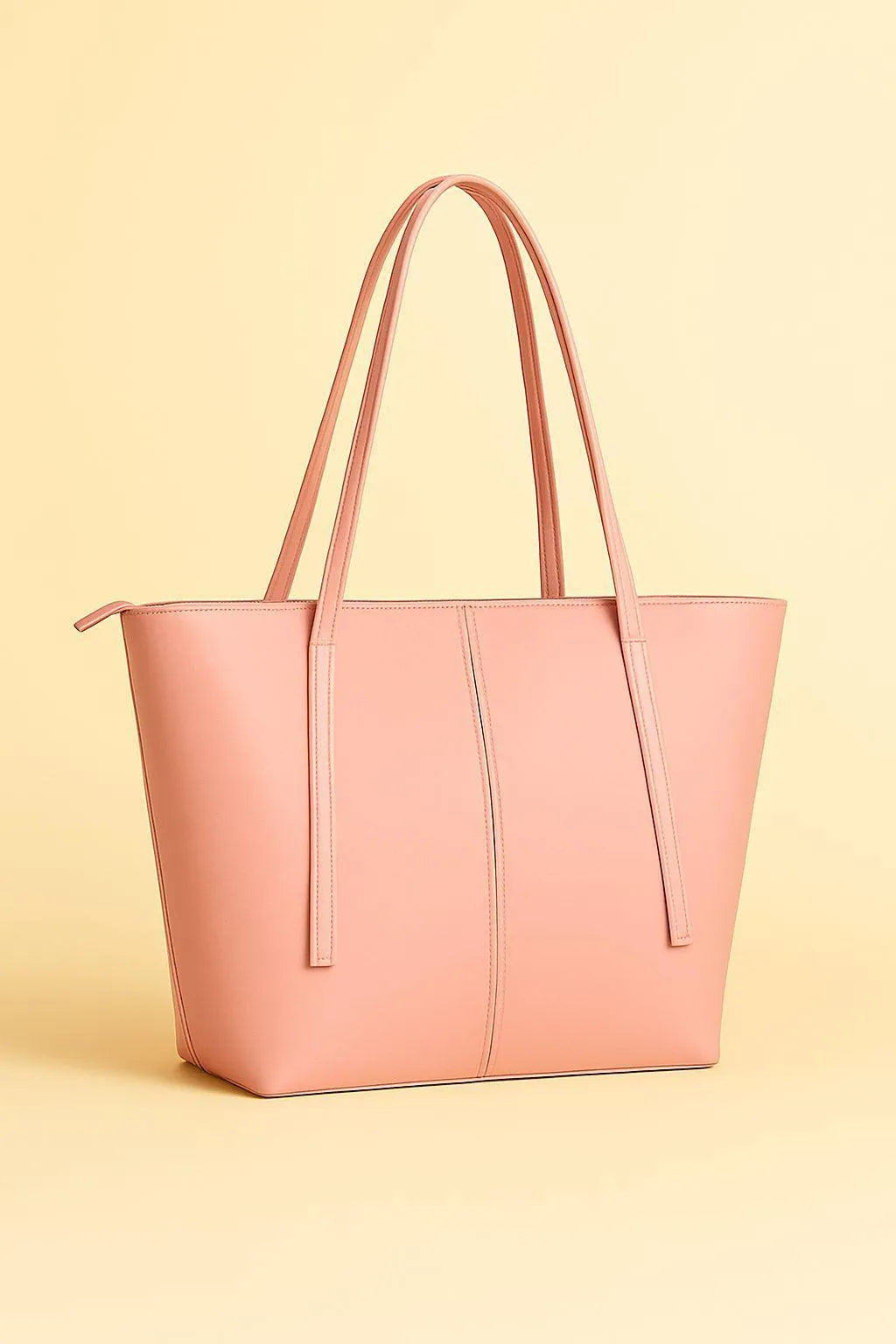 Women's Brown Leather Tote Bag with Zipper Pocket