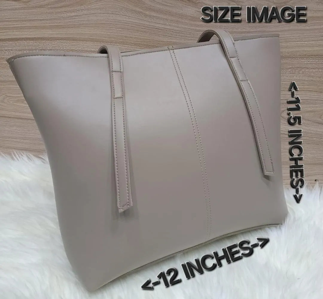 Women's Brown Leather Tote Bag with Zipper Pocket