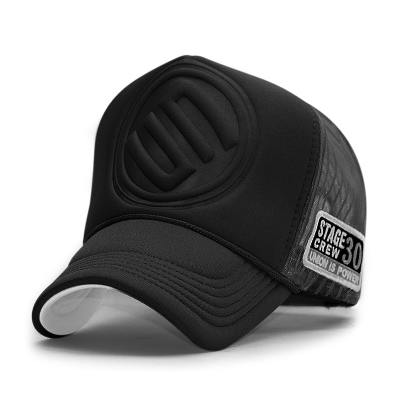 Men & Women Black Mesh Baseball Cap with Logo Patch