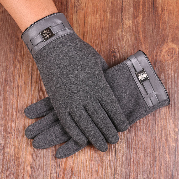 Men's Touch Screen Warm Velvet Gloves Black Winter