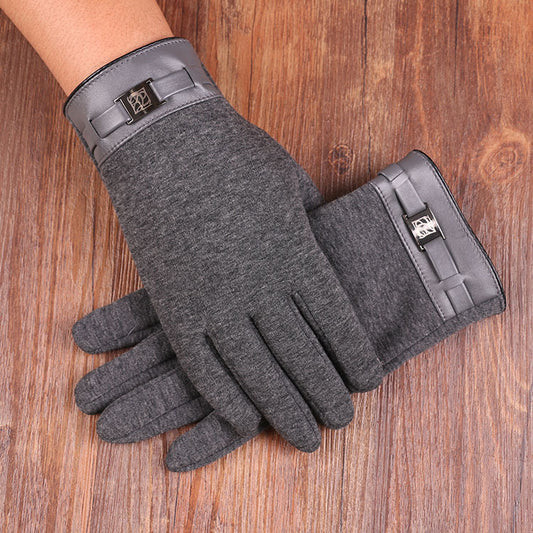 Men's Touch Screen Warm Velvet Gloves Black Winter
