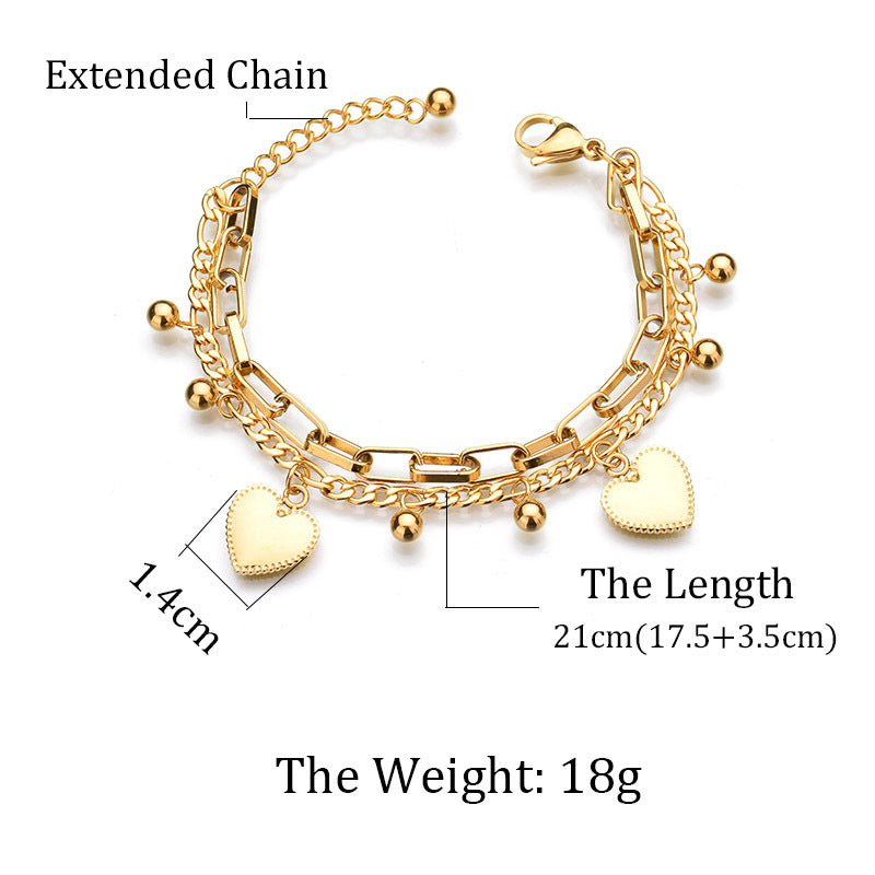 Gold Heart Charm Bracelet for Women