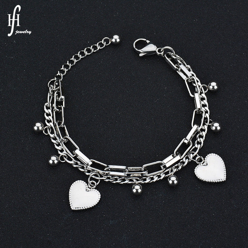 Gold Heart Charm Bracelet for Women