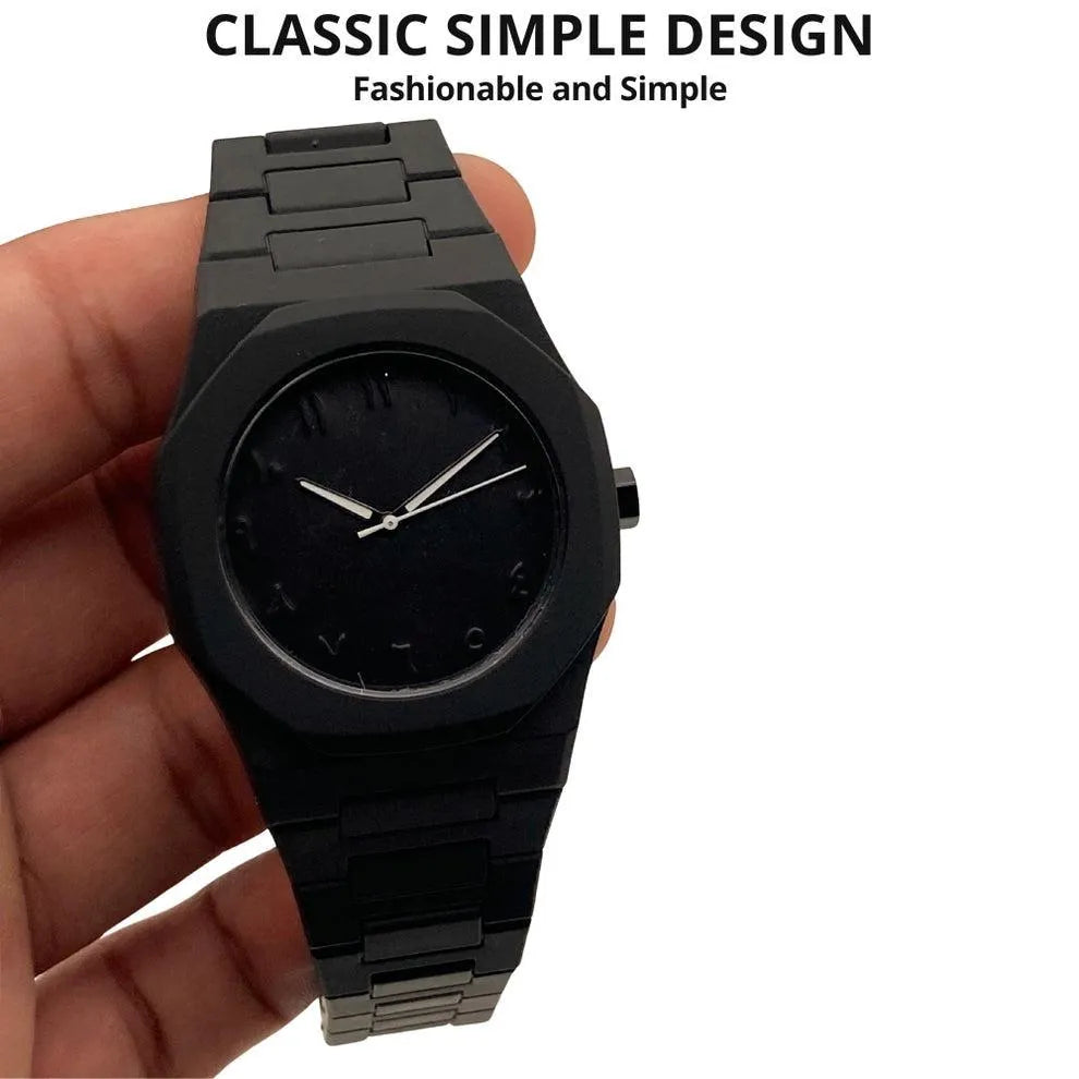 Black Carbon Fiber Arabic Aura Watch for Men