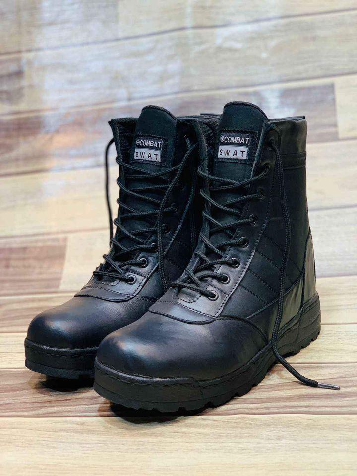 Black SWAT Knee High Boots Men Synthetic Leather All Season