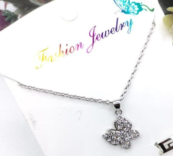 7-Piece Modern Pendant Set Silver Plated Butterfly Earrings