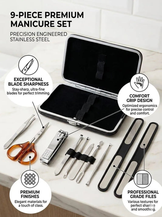 9-Piece Precision Manicure Set Stainless Steel