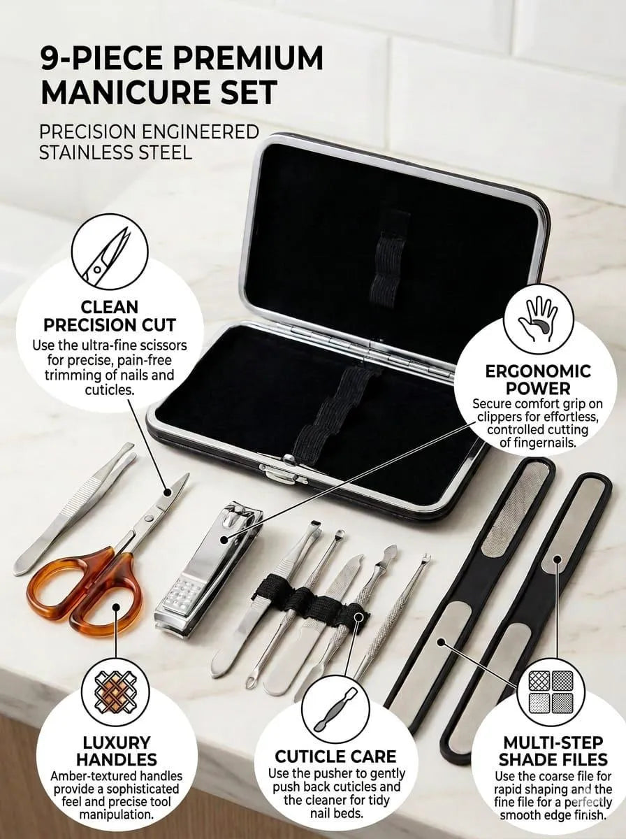 9-Piece Precision Manicure Set Stainless Steel