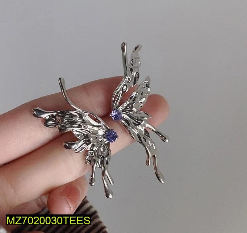 Silver Butterfly Earrings for Women, Silver Plated, Rhinestone Center, Lightweight, New Arrival, Durable, Luxury, Elegant, Party Wear, Office Wear, Daily Wear, Pakistani Women