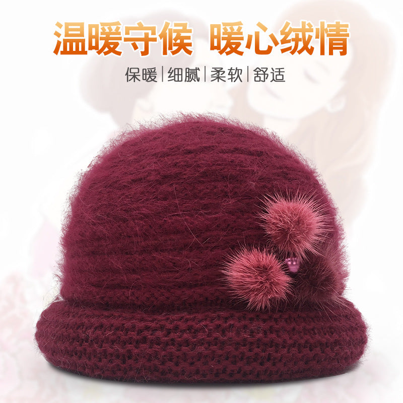 Warm Wool Pom Pom Hat for Women