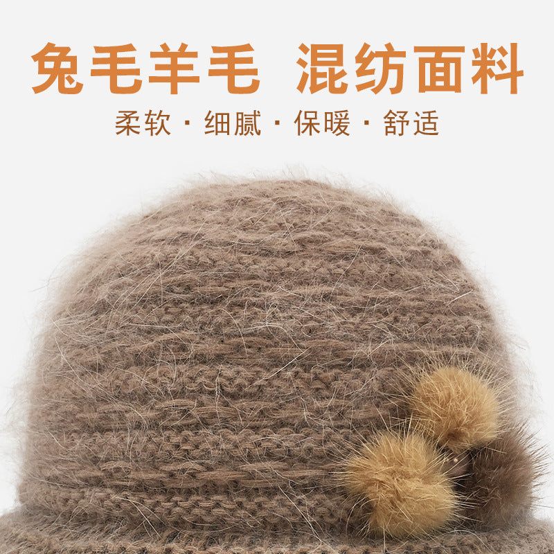 Warm Wool Pom Pom Hat for Women