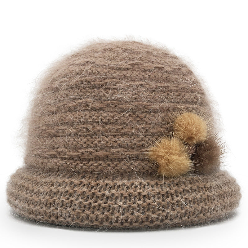 Warm Wool Pom Pom Hat for Women