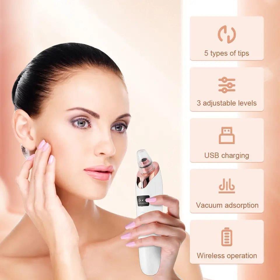 Derma Suction Facial Cleanser Blackhead Remover ABS White Gold
