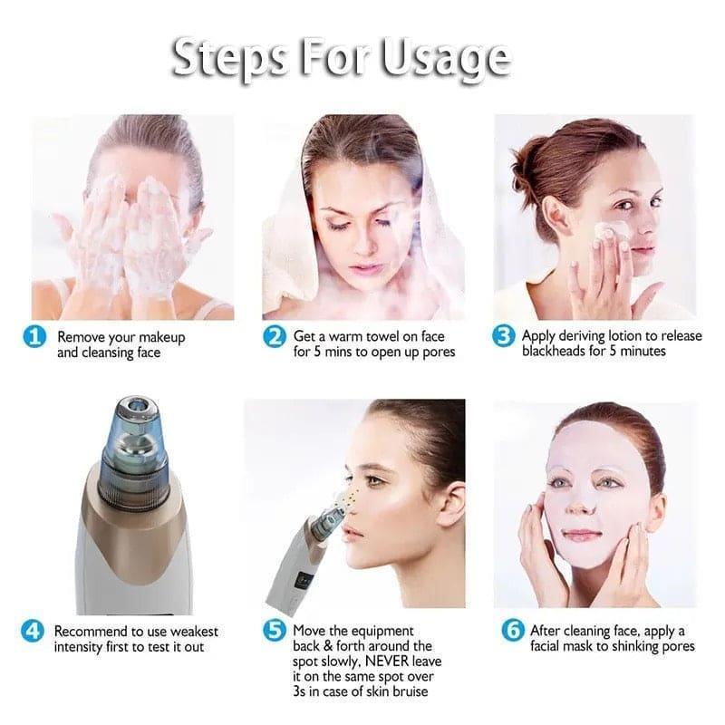 Derma Suction Facial Cleanser Blackhead Remover ABS White Gold