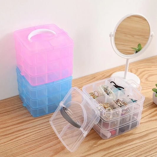Clear Jewelry Box White Plastic for Earrings Rings Necklaces Storage