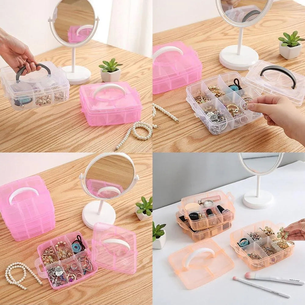 Clear Jewelry Box White Plastic for Earrings Rings Necklaces Storage