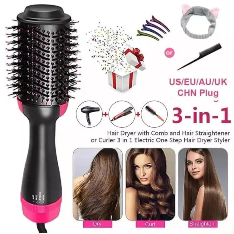 Fast Drying Hair Brush for Salon Curls Black Pink
