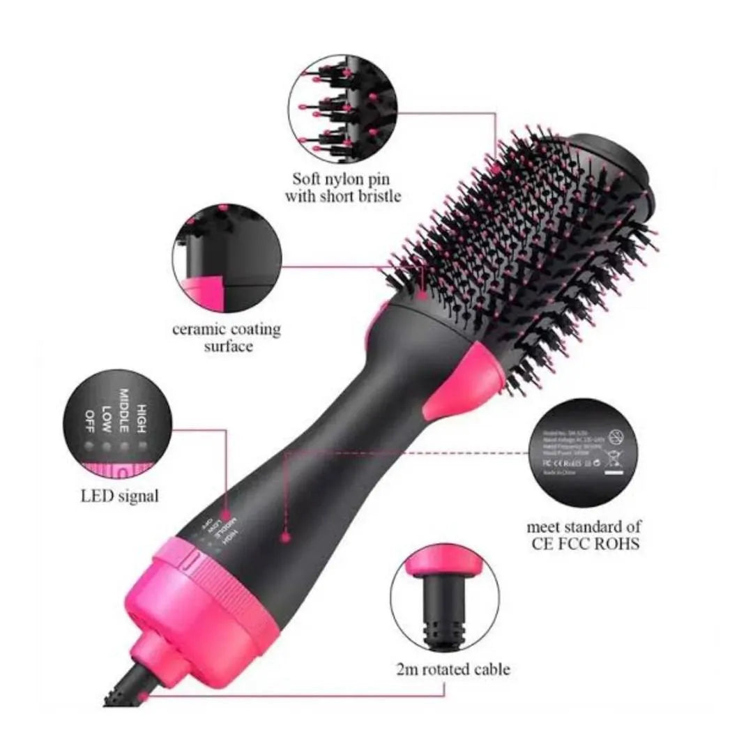 Fast Drying Hair Brush for Salon Curls Black Pink